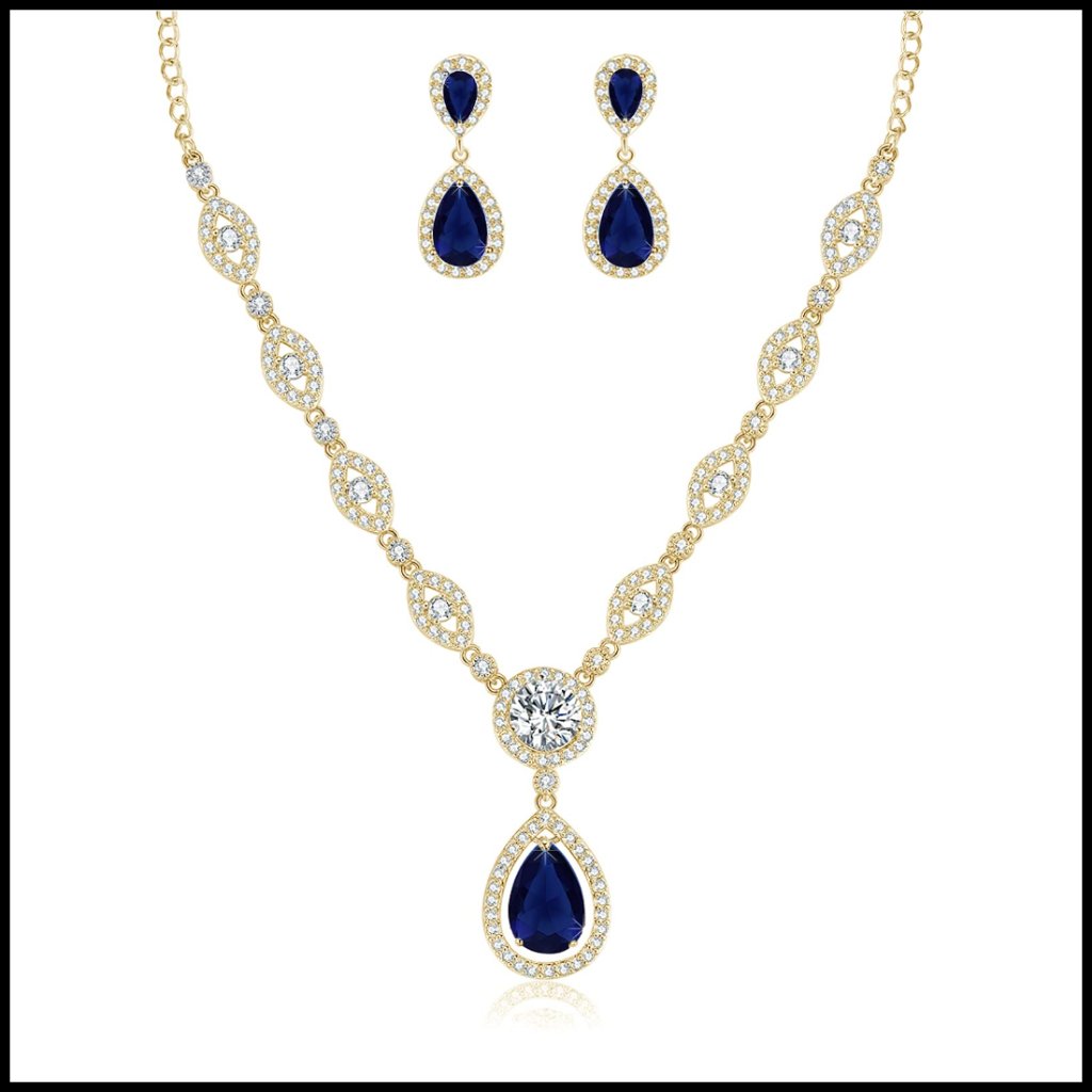 Cubic Zirconia Jewelry Set Elegant Bridal Party Wear Necklace Earrings